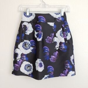 J. Crew Purple Poppy A-line Floral Skirt, Size 00